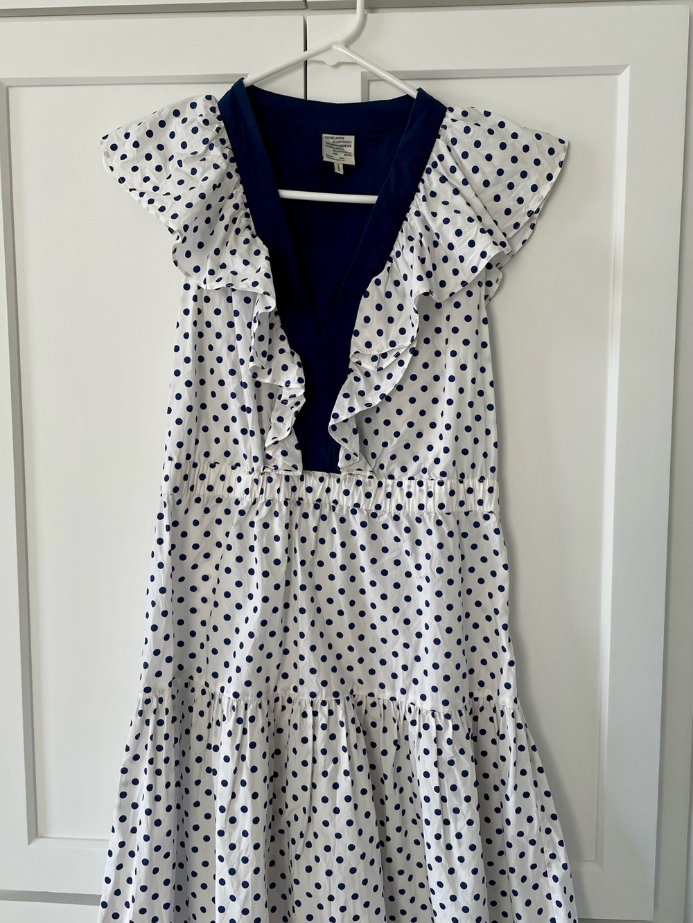 Baum und Pferdgarten Navy Polka Dot Ruffle Dress - Size 36